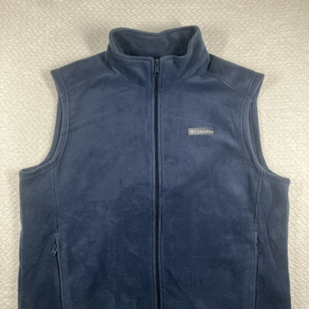 Columbia‎ Fleece Vest Mens XL Green Full Zip Sleeveless Outdoor Hiking Layering